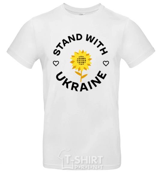 Мужская футболка Stand with Ukraine sunflower Белый фото