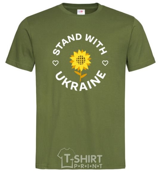 Мужская футболка Stand with Ukraine sunflower Оливковый фото