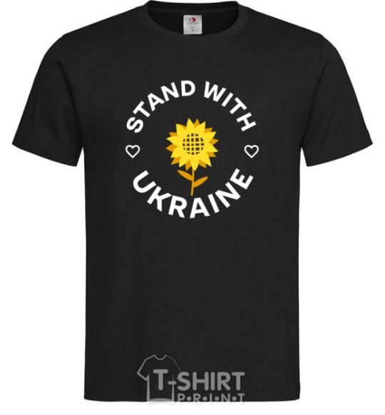 Мужская футболка Stand with Ukraine sunflower Черный фото