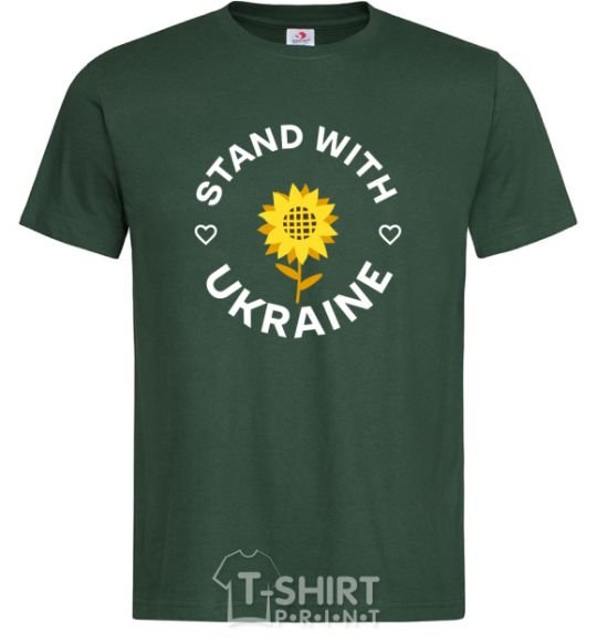 Мужская футболка Stand with Ukraine sunflower Темно-зеленый фото