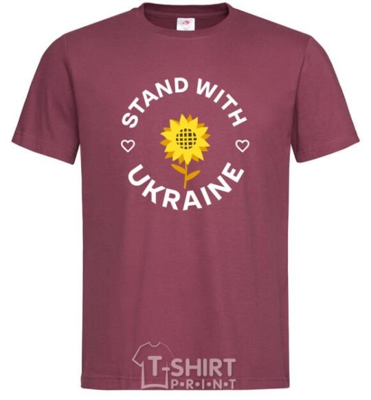 Мужская футболка Stand with Ukraine sunflower Бордовый фото