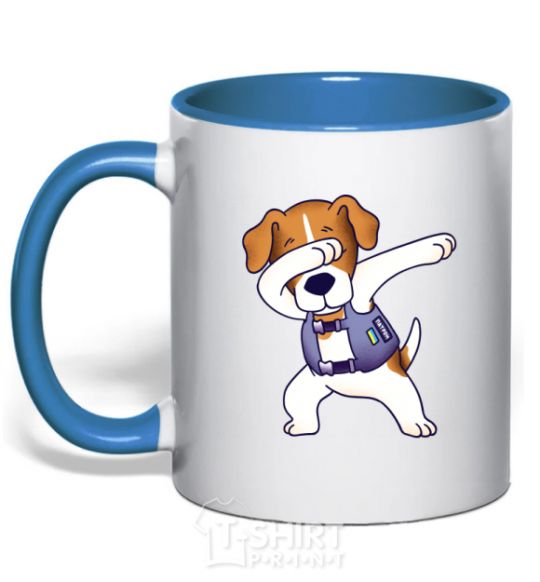 Mug with a colored handle Dog Patron royal-blue фото