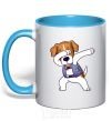 Mug with a colored handle Dog Patron sky-blue фото