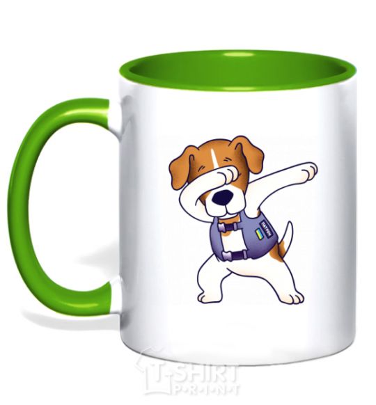 Mug with a colored handle Dog Patron kelly-green фото