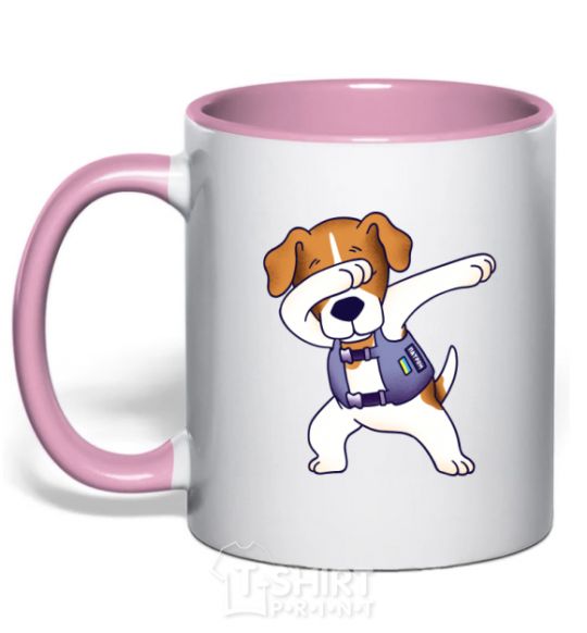 Mug with a colored handle Dog Patron light-pink фото