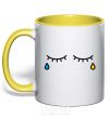 Mug with a colored handle Tears in my eyes yellow фото