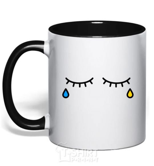Mug with a colored handle Tears in my eyes black фото