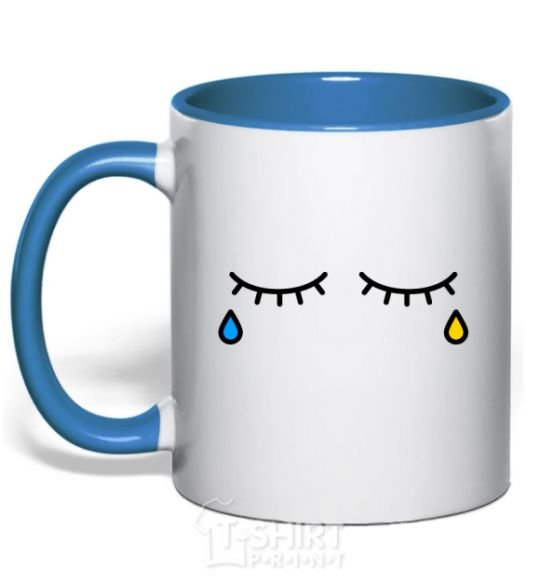 Mug with a colored handle Tears in my eyes royal-blue фото