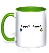 Mug with a colored handle Tears in my eyes kelly-green фото