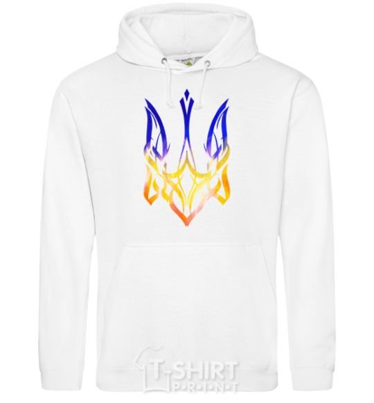 Men`s hoodie The coat of arms is on fire White фото
