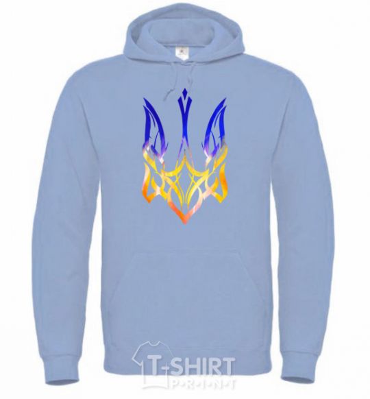 Men`s hoodie The coat of arms is on fire sky-blue фото