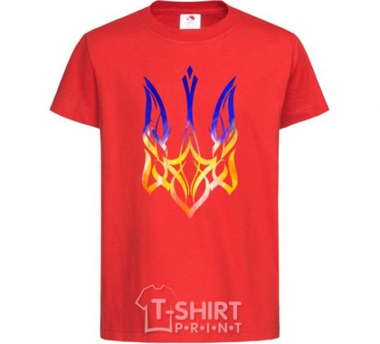 Kids T-shirt The coat of arms is on fire red фото