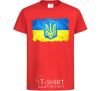 Kids T-shirt The flag of Ukraine with scratches red фото