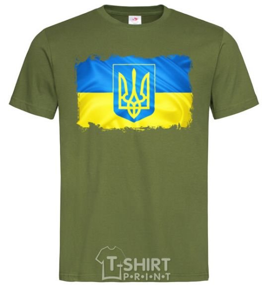 Men's T-Shirt The flag of Ukraine with scratches millennial-khaki фото