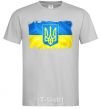 Men's T-Shirt The flag of Ukraine with scratches grey фото