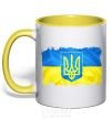 Mug with a colored handle The flag of Ukraine with scratches yellow фото