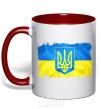 Mug with a colored handle The flag of Ukraine with scratches red фото