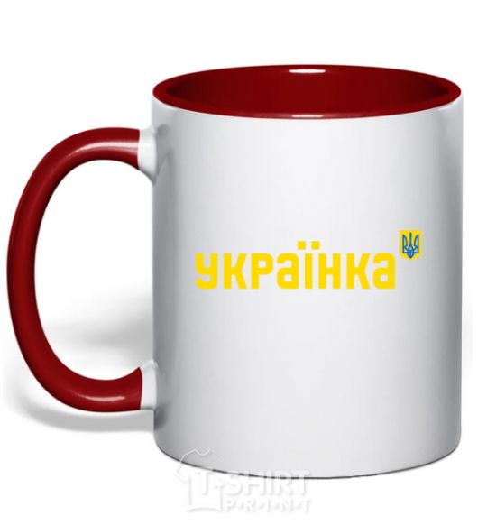 Mug with a colored handle Ukrainian V.1 red фото