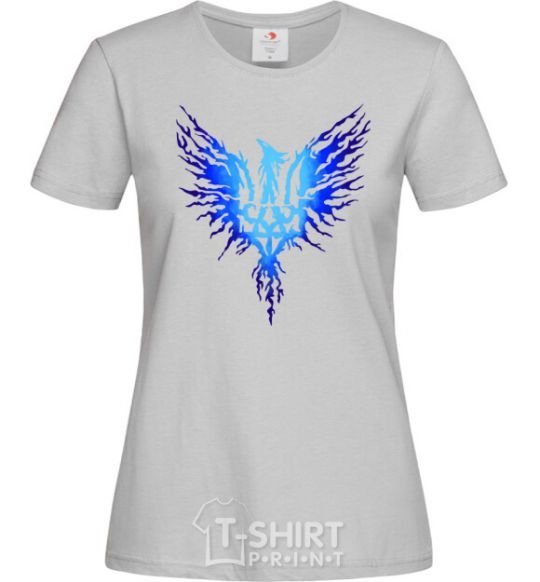 Women's T-shirt The coat of arms is a blue bird grey фото