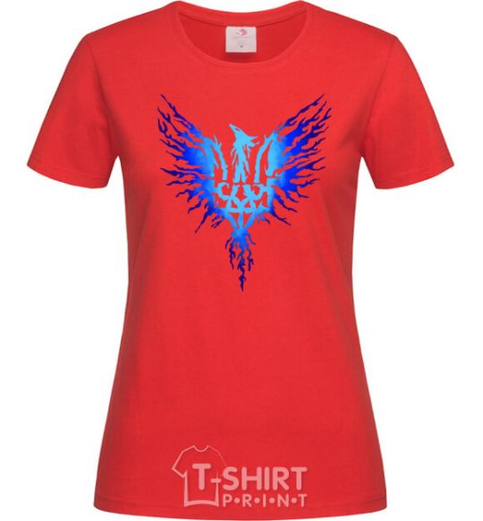 Women's T-shirt The coat of arms is a blue bird red фото