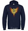 Men`s hoodie Coat of arms bird yellow navy-blue фото