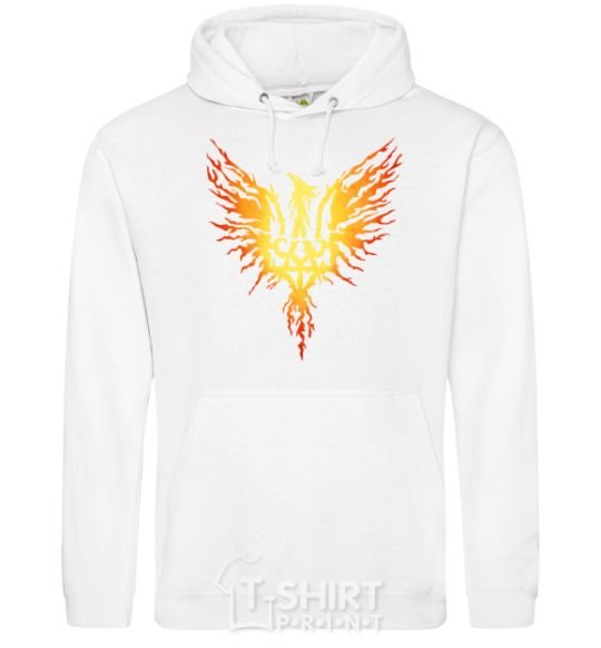 Men`s hoodie Coat of arms bird yellow White фото