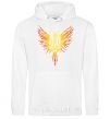 Men`s hoodie Coat of arms bird yellow White фото