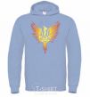 Men`s hoodie Coat of arms bird yellow sky-blue фото