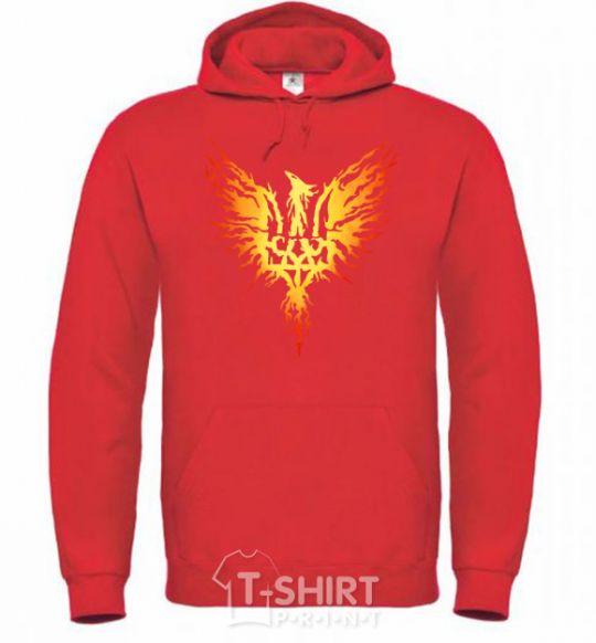Men`s hoodie Coat of arms bird yellow bright-red фото