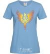 Women's T-shirt Coat of arms bird yellow sky-blue фото