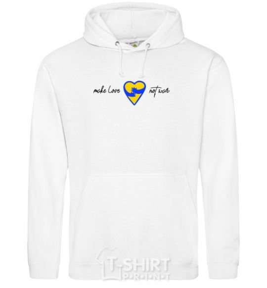 Men`s hoodie Make love not war heart of hugs White фото