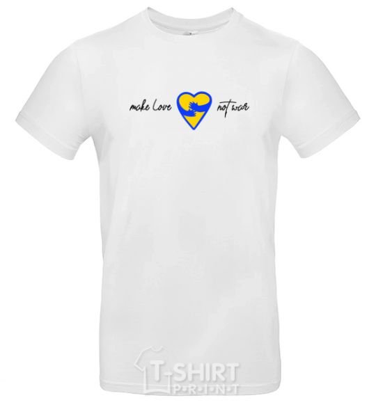 Men's T-Shirt Make love not war heart of hugs White фото