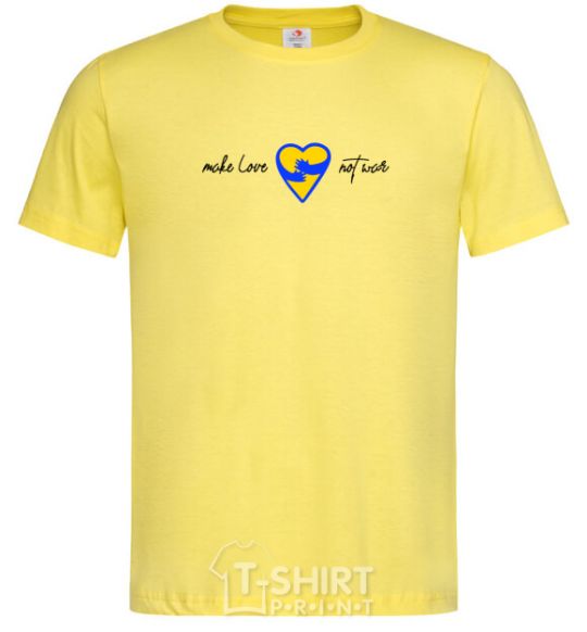 Men's T-Shirt Make love not war heart of hugs cornsilk фото