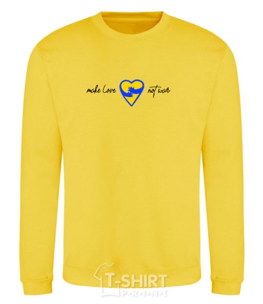 Sweatshirt Make love not war heart of hugs yellow фото