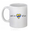 Ceramic mug Make love not war heart of hugs White фото