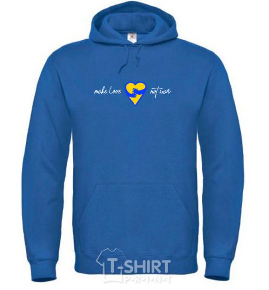 Men`s hoodie Make love not war heart of hugs royal фото