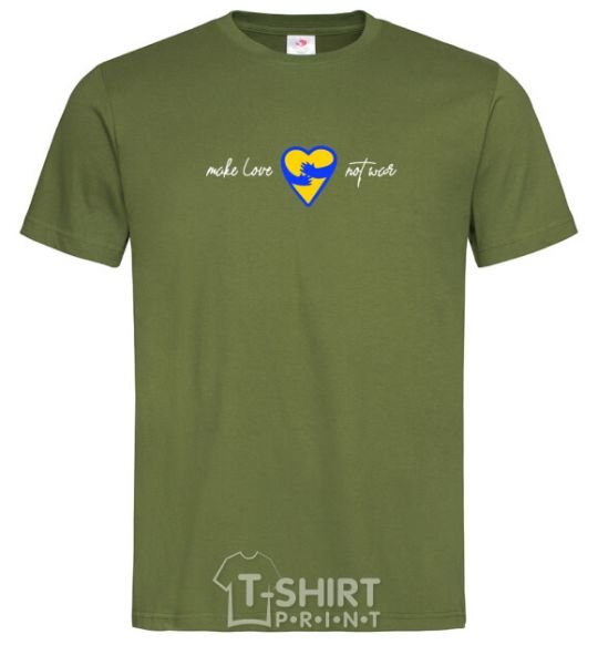 Men's T-Shirt Make love not war heart of hugs millennial-khaki фото