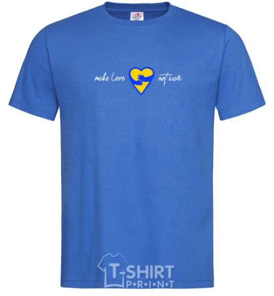 Men's T-Shirt Make love not war heart of hugs royal-blue фото