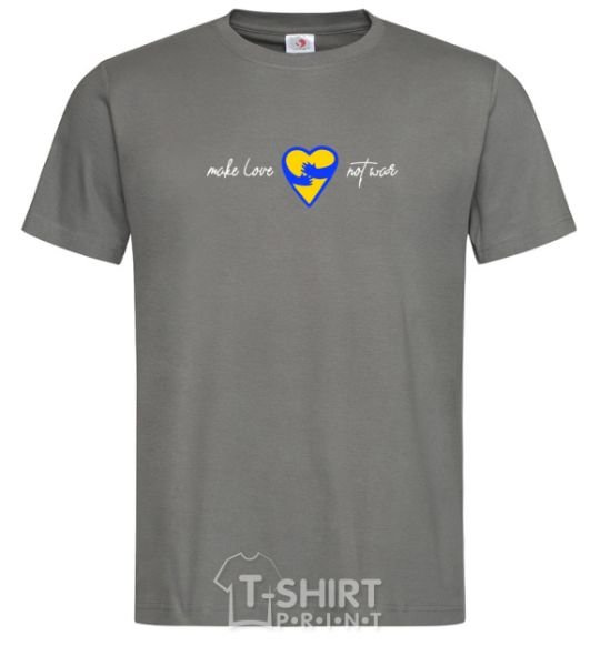 Men's T-Shirt Make love not war heart of hugs dark-grey фото