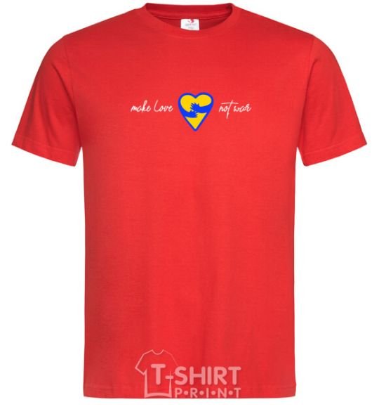 Men's T-Shirt Make love not war heart of hugs red фото