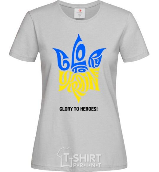 Women's T-shirt Glory to Ukraine glory to heroes grey фото