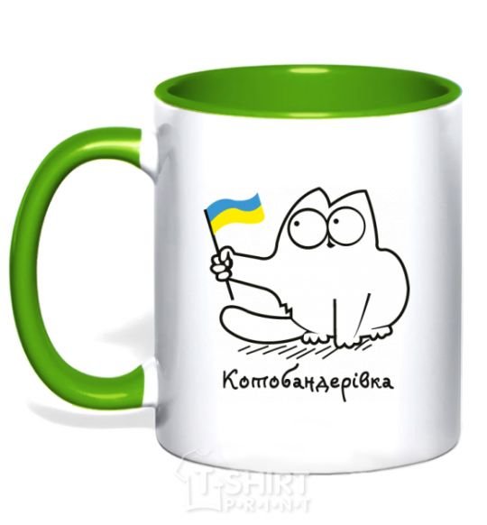 Mug with a colored handle Kotobanderivka kelly-green фото