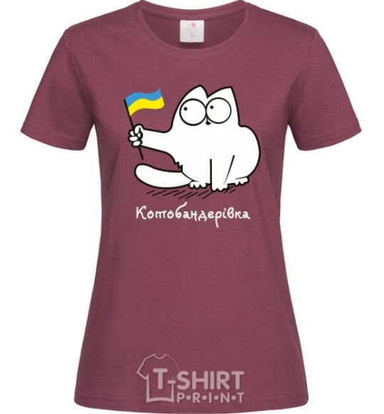Women's T-shirt Kotobanderivka burgundy фото