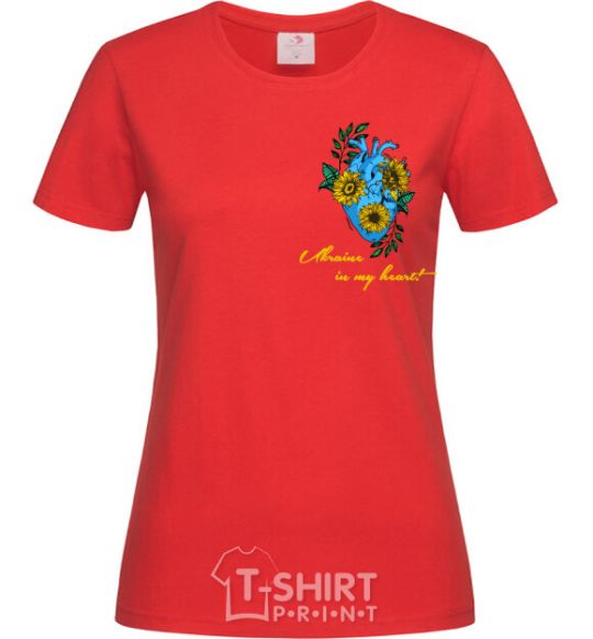 Women's T-shirt Ukraine in my heart red фото