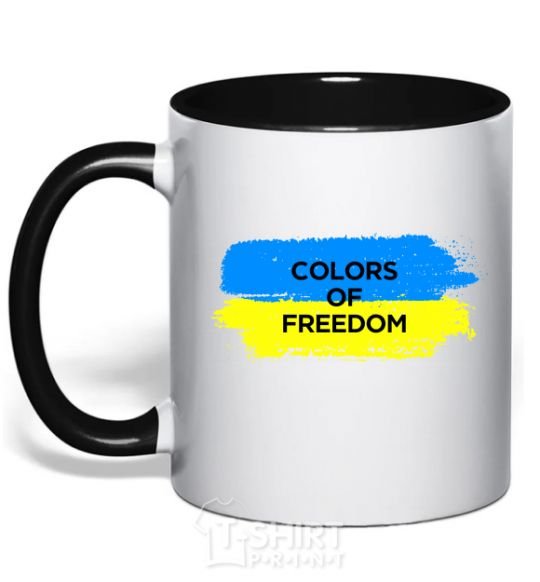 Mug with a colored handle Colors of freedom black фото