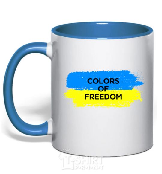 Mug with a colored handle Colors of freedom royal-blue фото