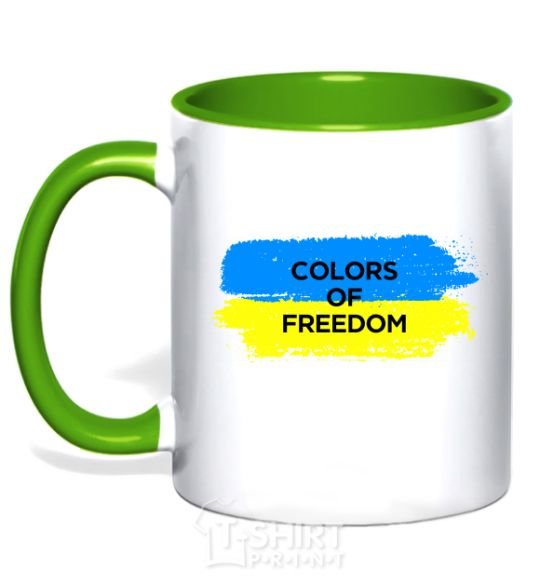 Mug with a colored handle Colors of freedom kelly-green фото