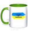 Mug with a colored handle Colors of freedom kelly-green фото