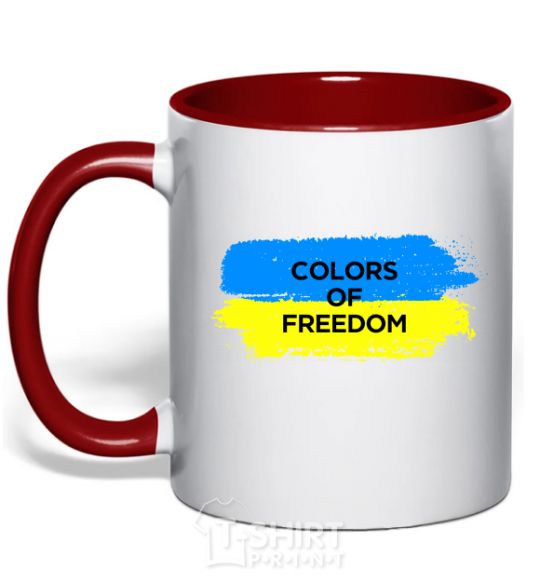 Mug with a colored handle Colors of freedom red фото