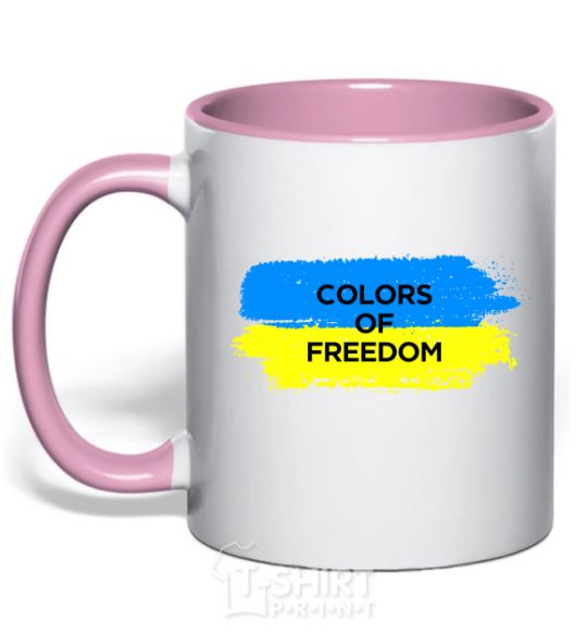 Mug with a colored handle Colors of freedom light-pink фото